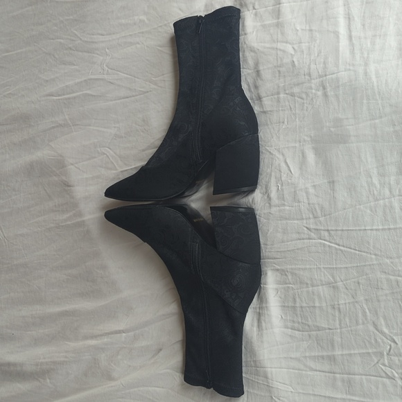 Neiman Marcus black paisley print Sock Boots - Picture 5 of 10